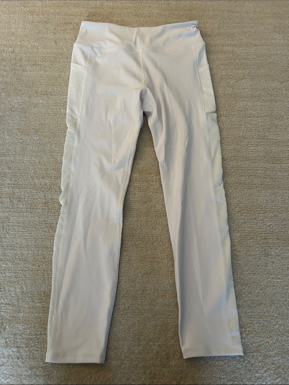 Noli White Active Cropped  Leggings with Sheer Side Panels